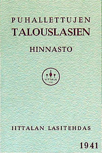 [CA - Kirjat] Puhallettujen Talouslasien hinnasto - Iittalan lasitehdas 1941