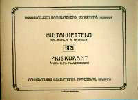 [CA - Kirjat] Rakkolanjoen Kaakelitehtaan hintaluettelo maljakko- y.m. teoksista 1921